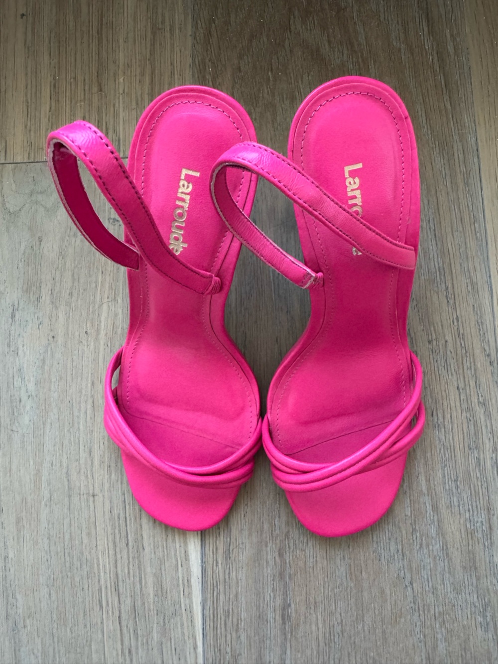 Larroude Hot Pink Strappy Slingback Heels
